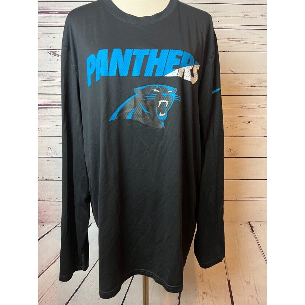 Nike Carolina Panthers Shirt XXL Black Dri-FIT NFL Training Long Sleeve Mens